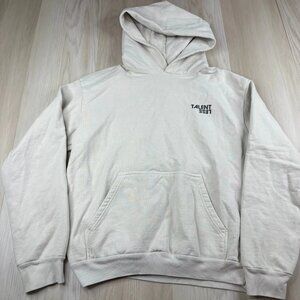 Talentless Mens Off White Long Sleeve Haevyweight Modest Pullover Hoodie Size M